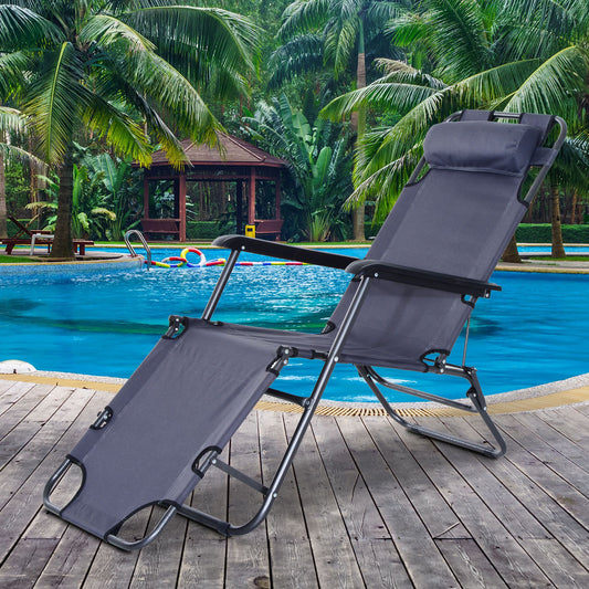 Outsunny Folding Lounge Chair Chaise Portable Recliner Sun Lounger