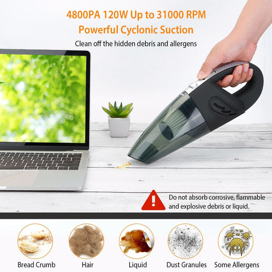 Car Handheld Vacuum Cleaner Cordless Rechargeable Hand Vacuum Portable