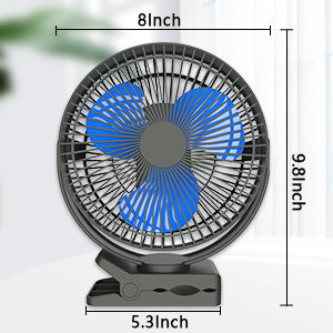 10000mAh Rechargeable Portable;  8-Inch Battery Operated Clip on Fan;