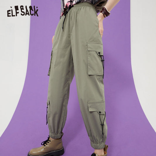 Solid High Waist Straight Casual Women Safari Pants Summer ELF