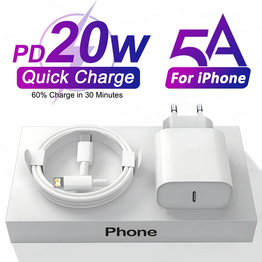 PD 20W USB C Fast Charging For iPhone 13 12 11 14 Pro Max 7 8 Plus Mini XS XR X Quick Charge USB Type C Cable For iPhone Charger